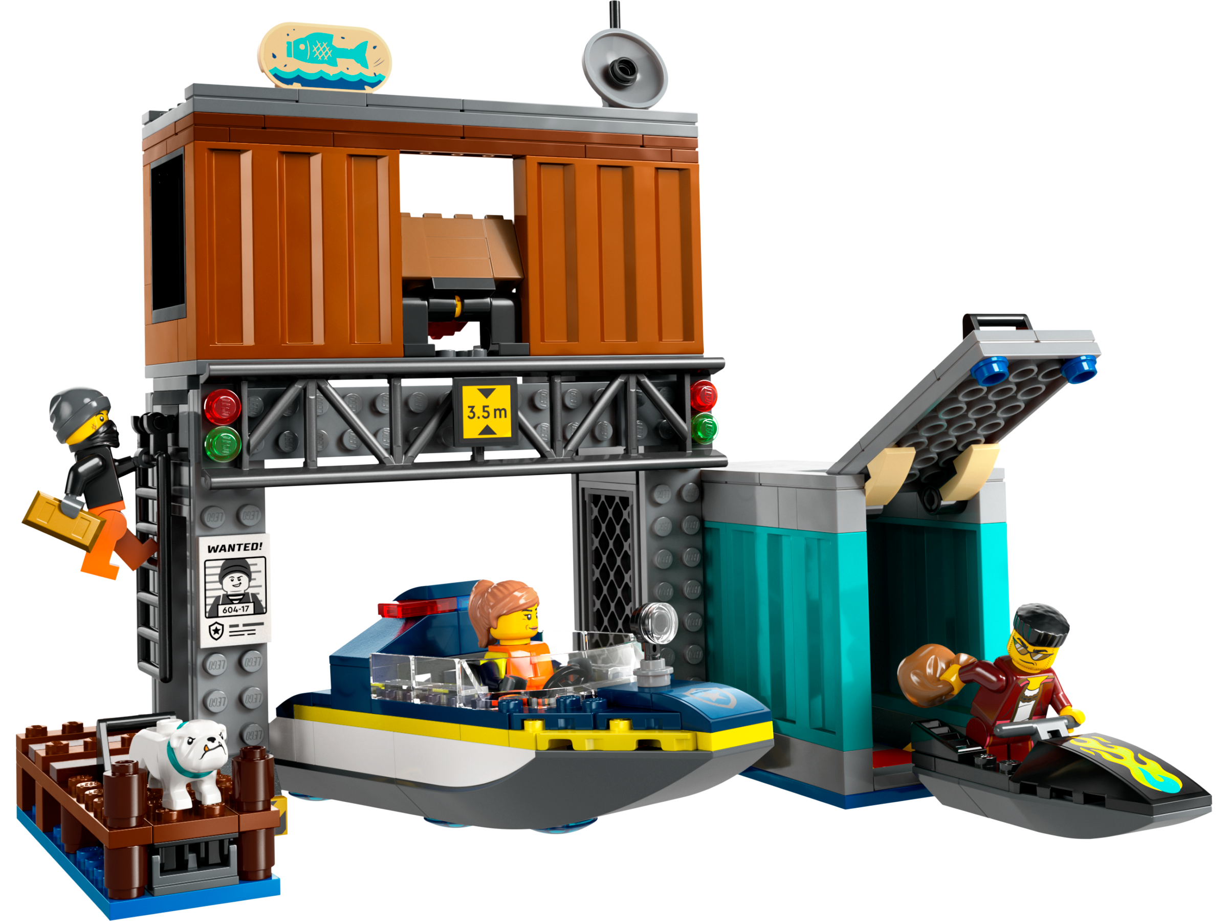 Police Speedboat and Crooks' Hideout